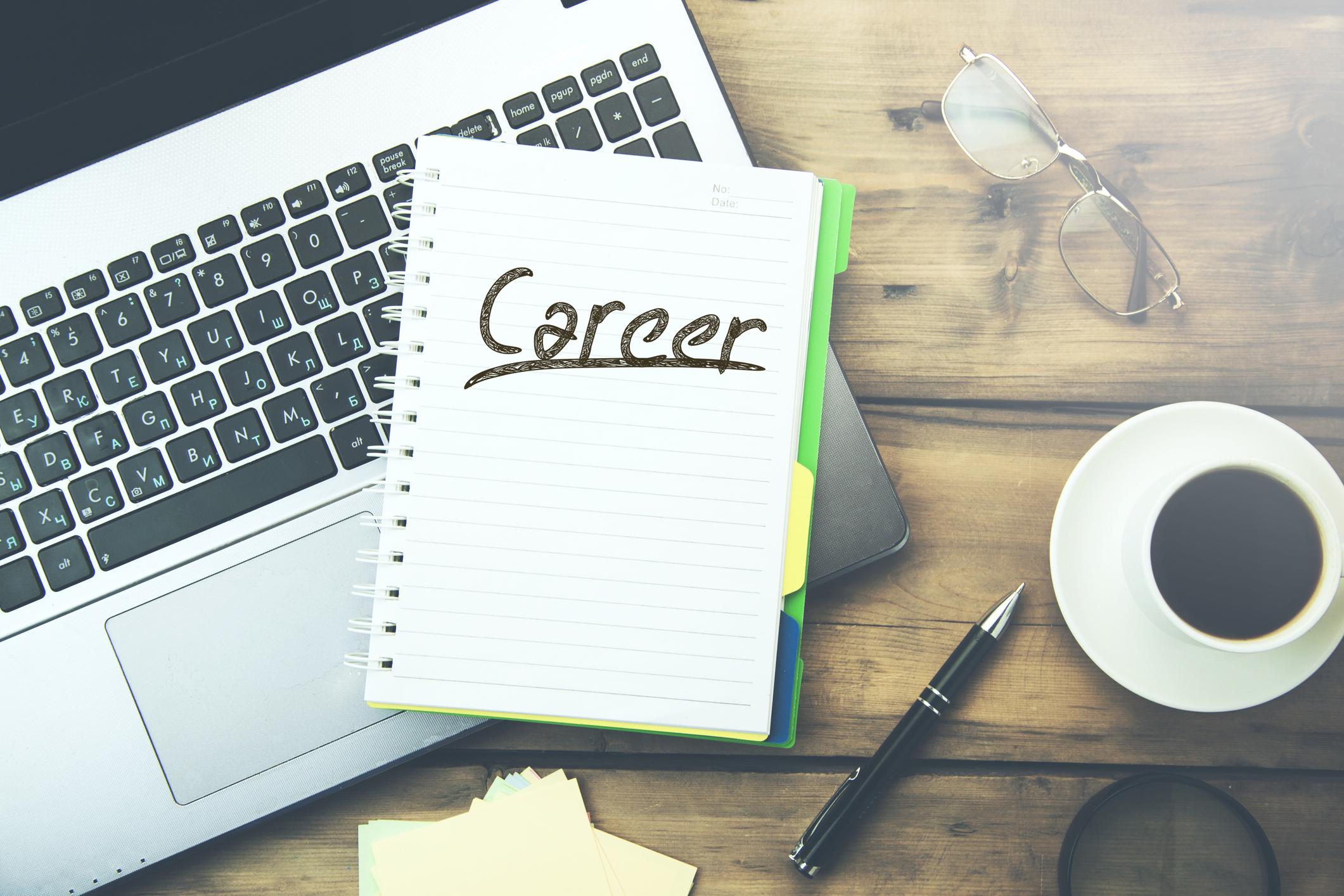 Computer used to complete and review career assessment results.