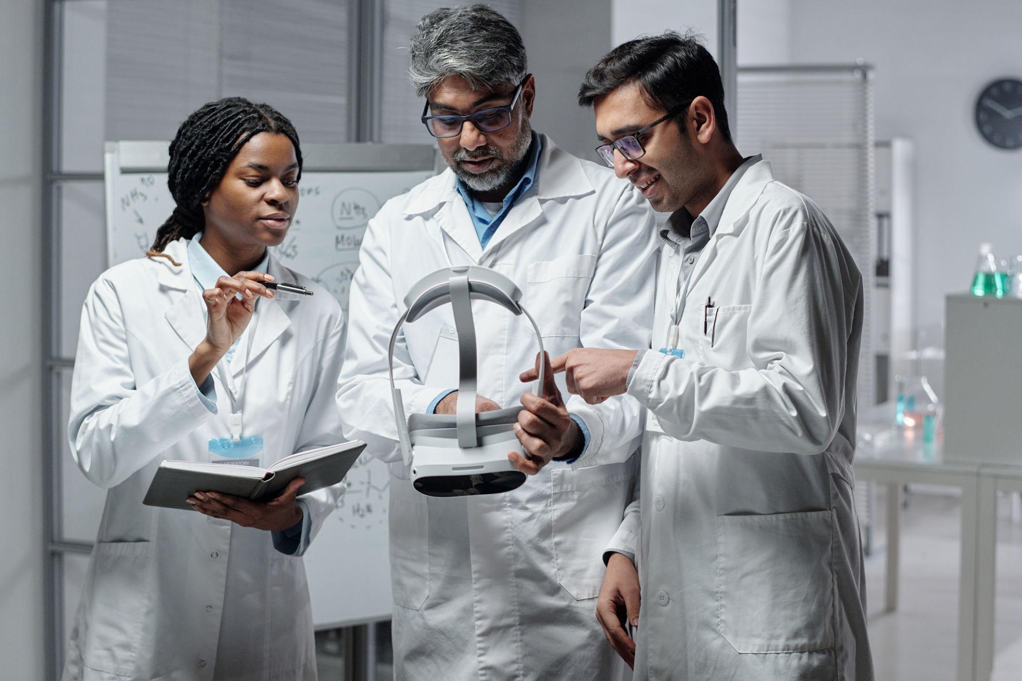 Healthcare professionals discussing a medical device.